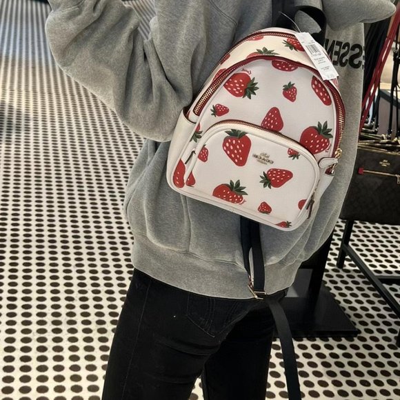 coach Mini Court Backpack With Wild Strawberry Print CH328 - Picture 5 of 6